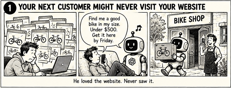 Lead Wolf cartoon: Your next customer might never visit your website