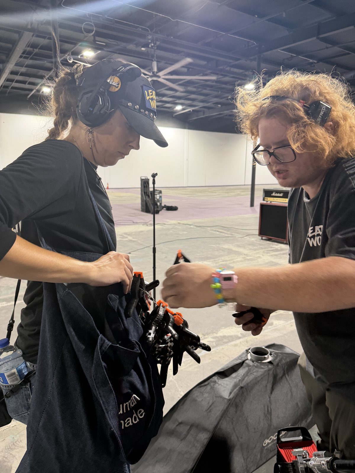 Crew rigging between setups
