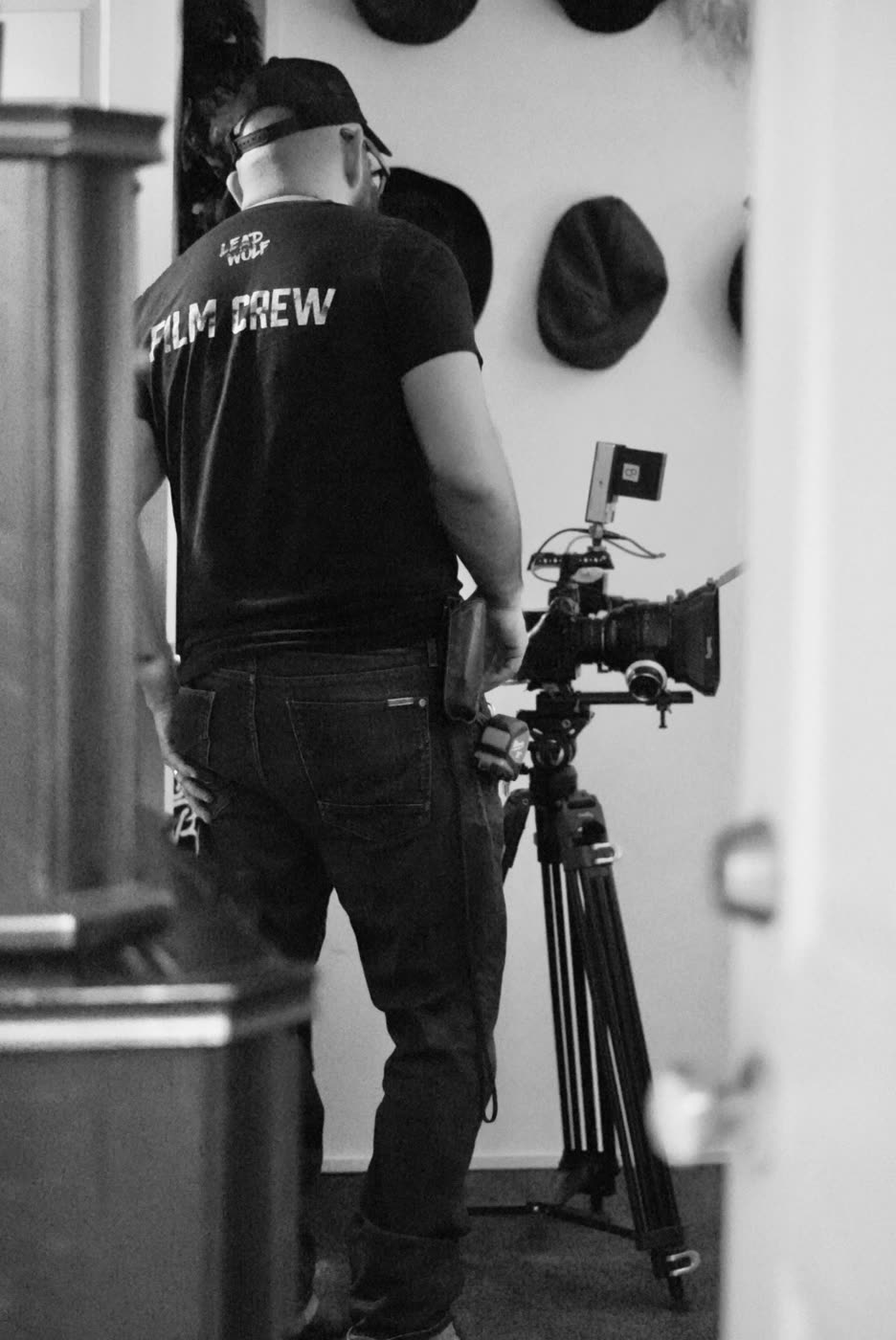 A Lead Wolf Film Crew member with the camera on the Door 13 night shoot
