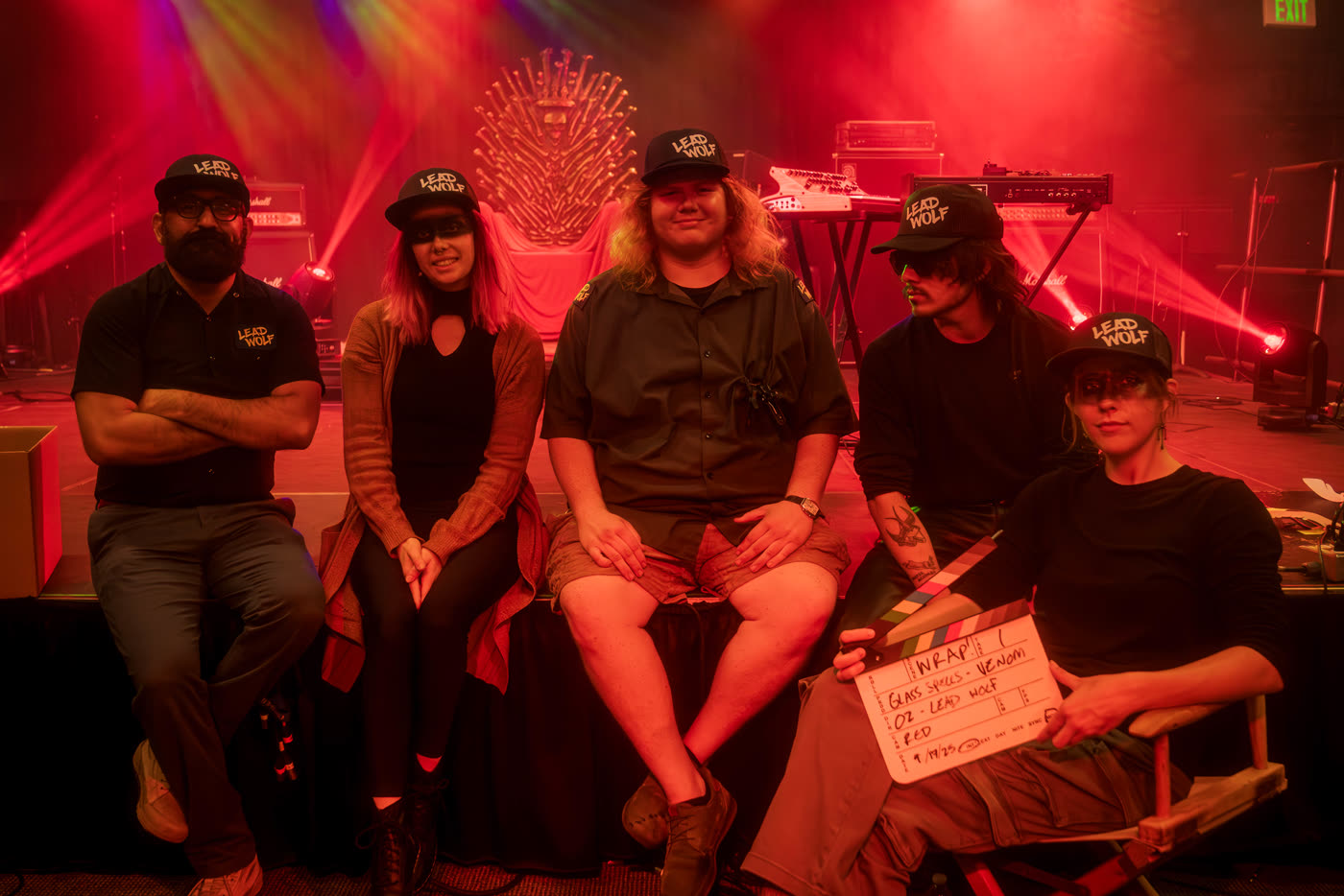 The Lead Wolf crew with the slate on the Venom set