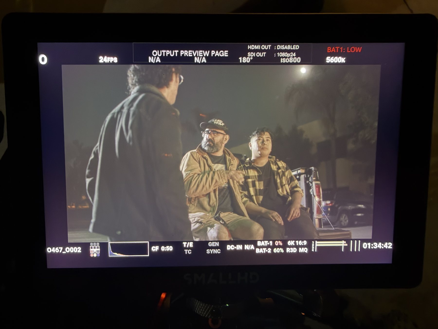 The car scene on the monitor